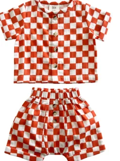 Tangerine Checkerboard / Organic Finley Set