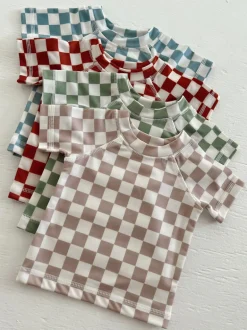 Tiramisu Checkerboard / Cabana Rashguard / UPF 50+