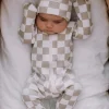 Tiramisu Checkerboard / Organic Zip Footie