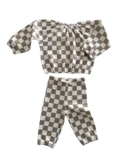 Tiramisu Checkerboard / Organic Mode Top + Pant Set