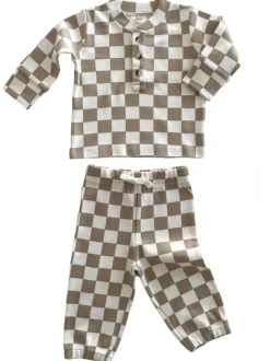 Tiramisu Checkerboard / Organic Wells Top + Pant Set