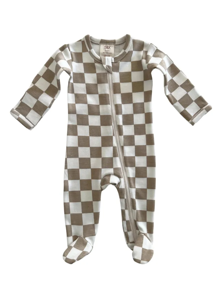 Tiramisu Checkerboard / Organic Zip Footie