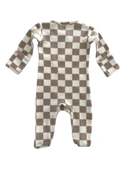 Tiramisu Checkerboard / Organic Zip Footie
