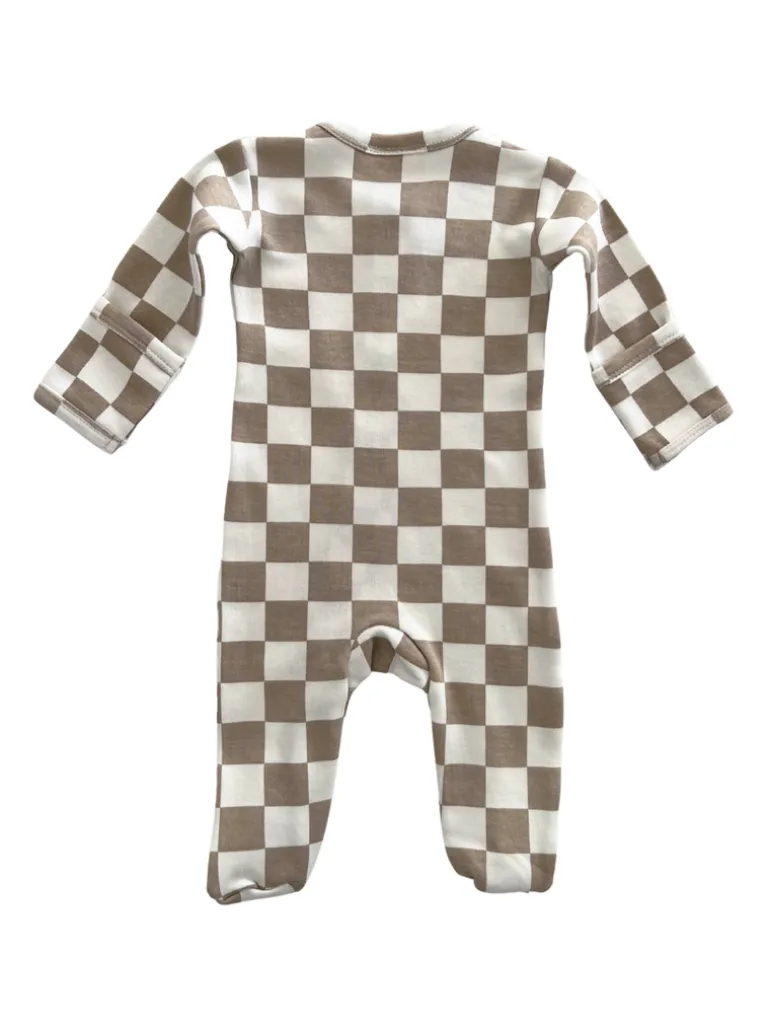 Tiramisu Checkerboard / Organic Zip Footie