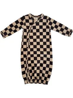 Tiramisu/Black Checkerboard / Organic Gown