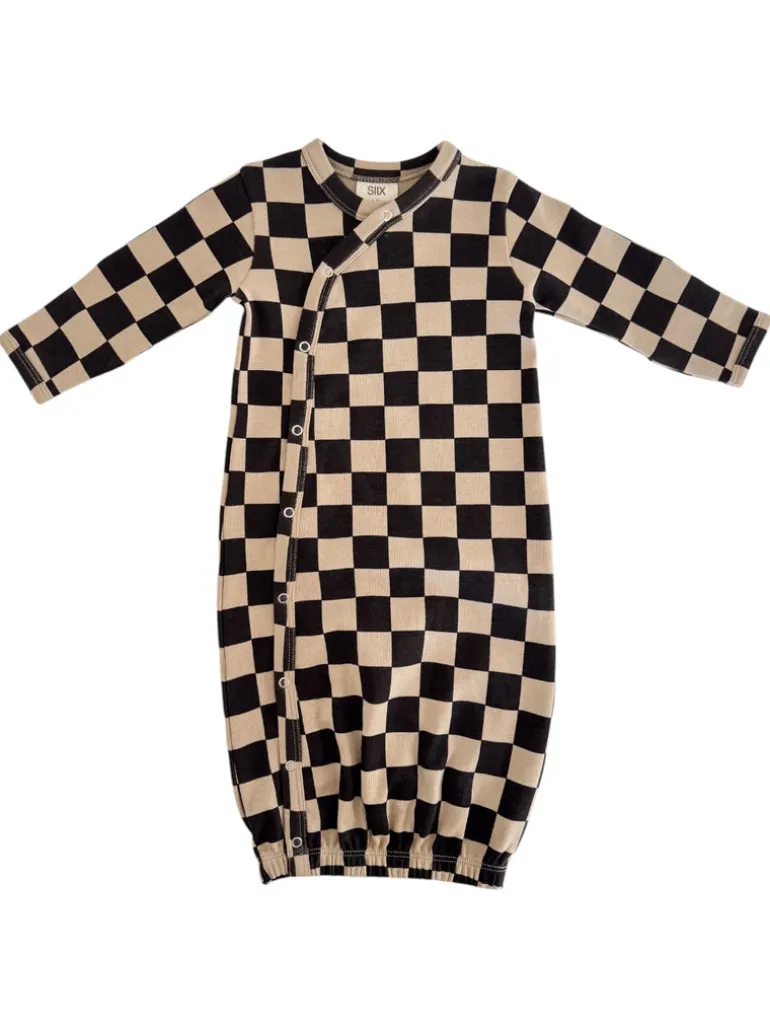 Tiramisu/Black Checkerboard / Organic Gown