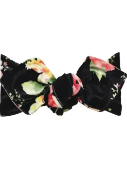 Top Knot Headband, Black Floral Velvet