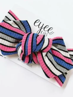 Top Knot Headband, Blue Shimmer Stripes