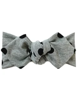 Top Knot Headband, Grey Dots