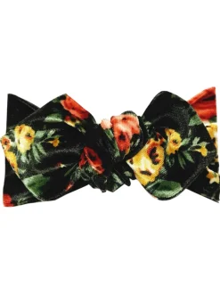 Top Knot Headband, Olive Floral Velvet