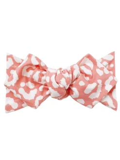 Top Knot Headband, Peach & White Leopard