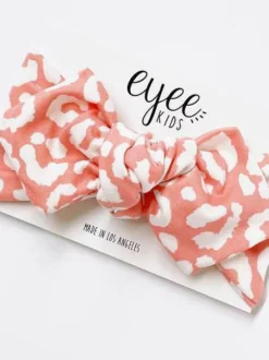 Top Knot Headband, Peach & White Leopard