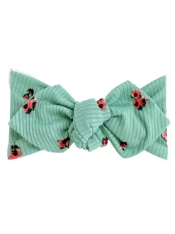Top Knot Headband, Ribbed Mint Floral