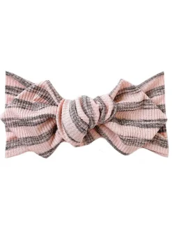 Top Knot Headband, Ribbed Blush/Grey Stripe