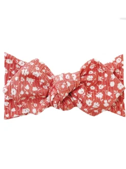 Top Knot Headband, Ribbed Mauve Floral