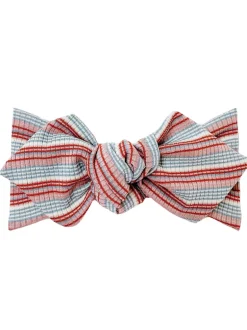 Top Knot Headband, Ribbed Mauve/Blue Stripe