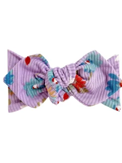 Top Knot Headband, Ribbed Lavender Floral