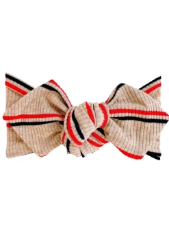 Top Knot Headband, Ribbed Red Nautical Stripe