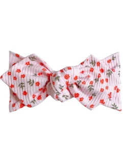Top Knot Headband, Ribbed Pink/Coral Floral