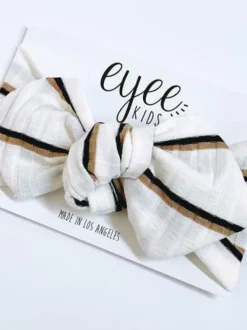 Top Knot Headband, Ribbed Mocha/Black Stripe