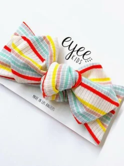 Top Knot Headband, Ribbed Pastel Pop Stripes