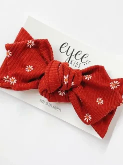 Top Knot Headband, Ribbed Rust Floral