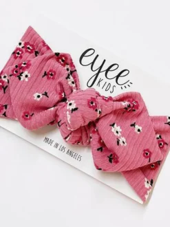 Top Knot Headband, Ribbed Mauve Cherry Blossom