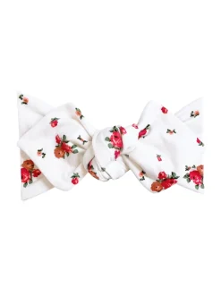Top Knot Headband, White Vintage Floral