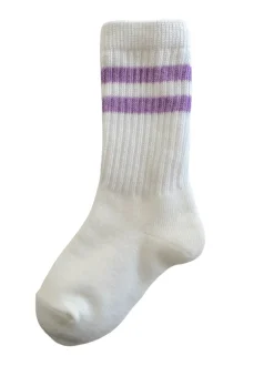 Tube Socks, White/Amethyst Stripe