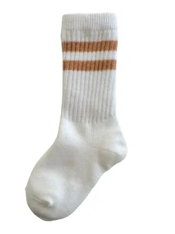 Tube Socks, White/Cafe Stripe