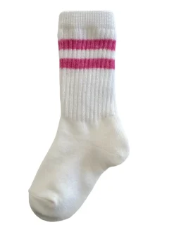 Tube Socks, White/Cerise Stripe