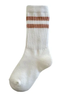 Tube Socks, White/Mocha Stripe