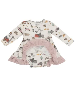 Twirly Bodysuit Dress, Hay Farmer Pink
