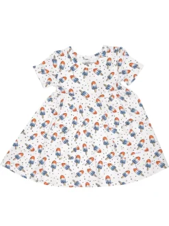 Twirly Short Sleeve Dress, Red, White & Blue Popsicle