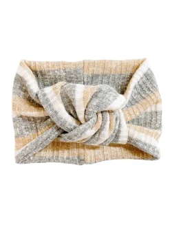 Twist Knot Headband, Heathered Neutral Stripe