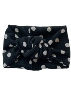 Twist Knot Headband, Black Polka Dots