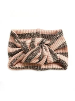 Twist Knot Headband, Dusty Pink/Black Marled Stripe