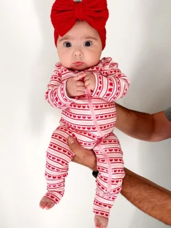 Valentine Stripe / Organic 2-Way Zip Romper