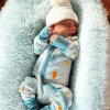 2-Way Convertible Zip Romper, Blue Easter Bunny