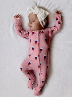 2-Way Convertible Zip Romper, Pink Ice Cream