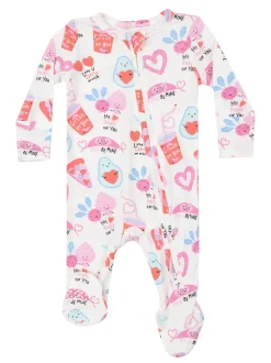 2-Way Zip Footie, Love You Foodie Much Pink