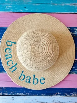 Wide Brim Woven Sunhat, Beach Babe