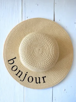 Wide Brim Woven Sunhat, Bonjour