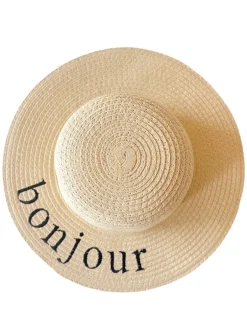 Wide Brim Woven Sunhat, Bonjour