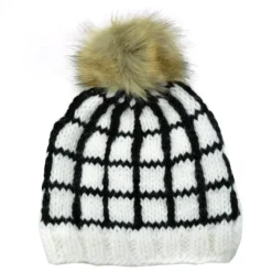 Windowpane Hat, White/Black