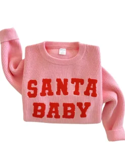 Women's Knit Sweater, Santa Baby Pink